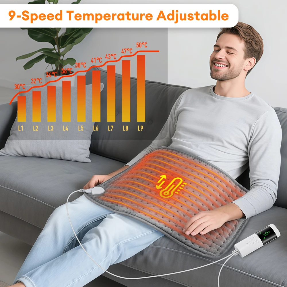 30*60cm Electric Heating Pads 9 Levels Temperature Control 4 Mode Timer Thermal Mat for Abdomen Back Shoulder Warm Blanket