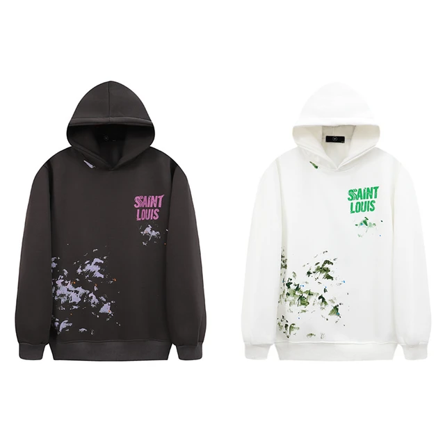 Saint Louis Paint Hoodie Men Women High Quality Speckled Hooded Sweatshirt  Plush Pullover