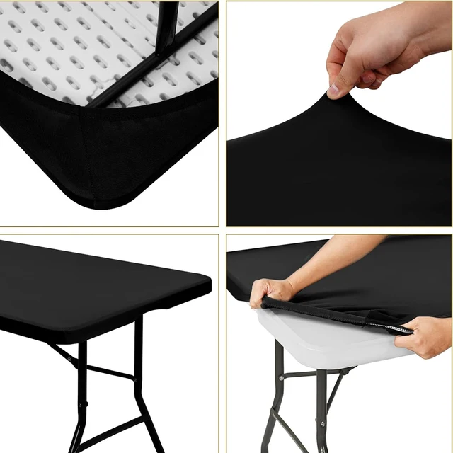 Nappe rectangulaire en tissu élastique ajusté, 3 tailles, Tables pliantes, lavable, pique-nique, Camping, intérieur et extérieur 4