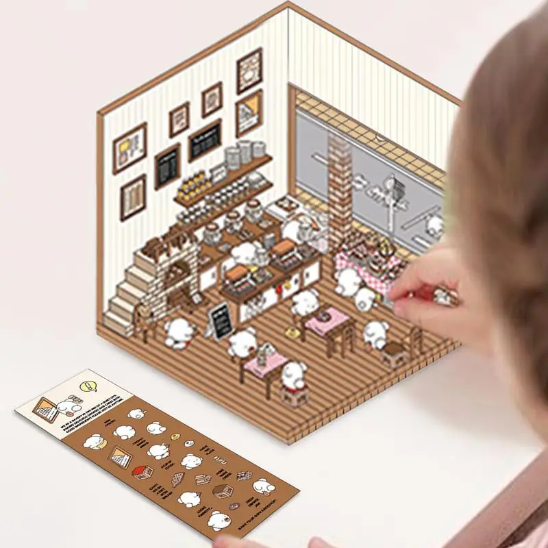 Three-dimensional Cabin Stickers Miniature Scene Stickers Scrapbooking Decorative Material gift for Card Lover