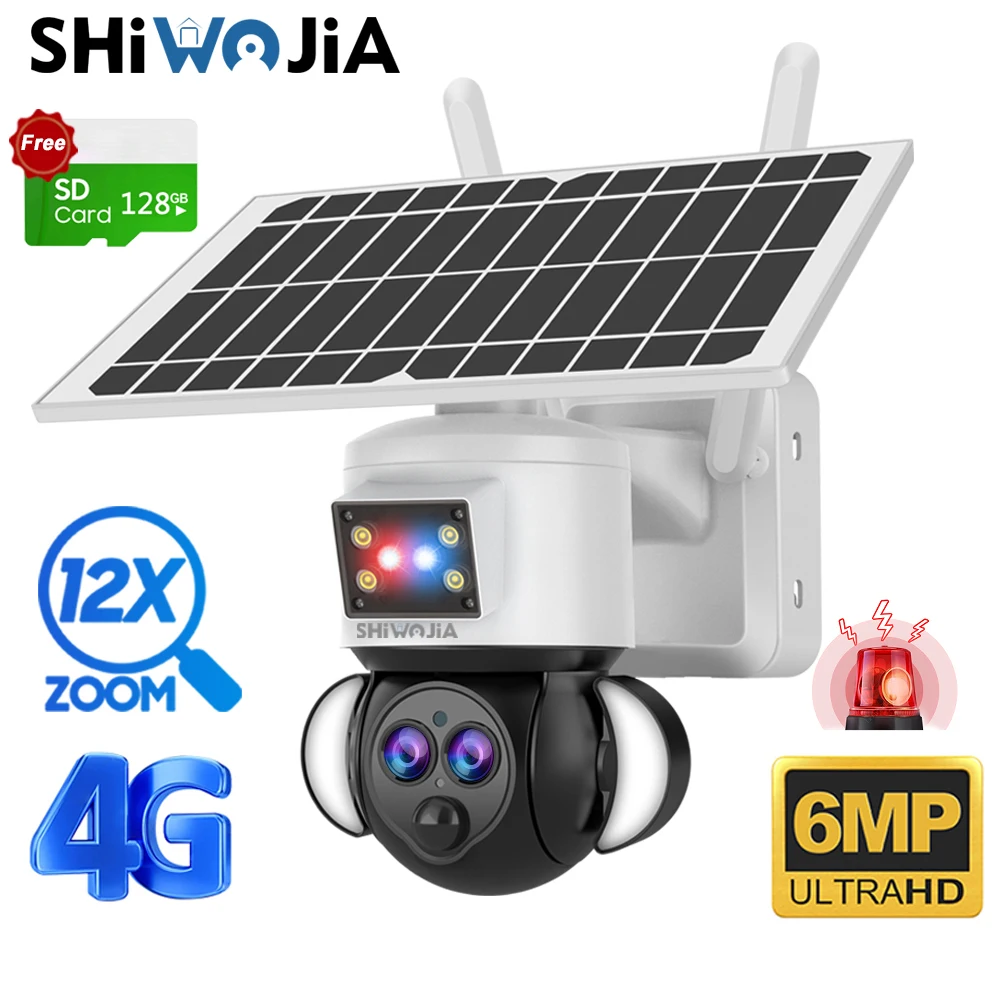 WinterWOJIA-Caméra solaire 3K 6MP 4G, n'aime optique 12X, objectif pour  touristes, suivi humanoïde CCTV AI, alarme de lumière rouge-bleue -  AliExpress