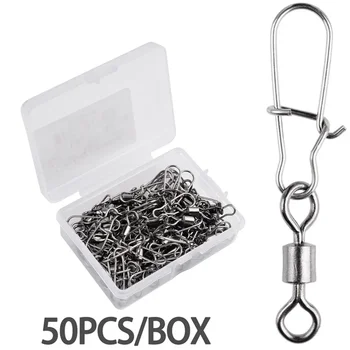 Aorace 2/0# 1/0# 1#-14# Stainless Steel Fishing Connector Pin Bearing Rolling Swivel Snap Pins Fishing Tackle Accessories box