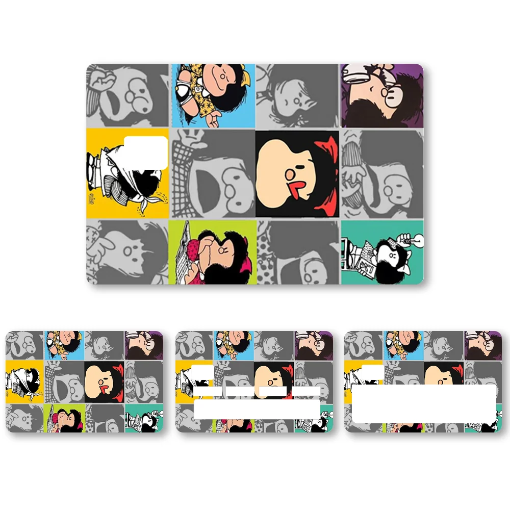 Cute M-Mafaldas Stickers 4pcs PVC Card Skin Stickers For Bank Card Bus Metro Case Decorate Gift