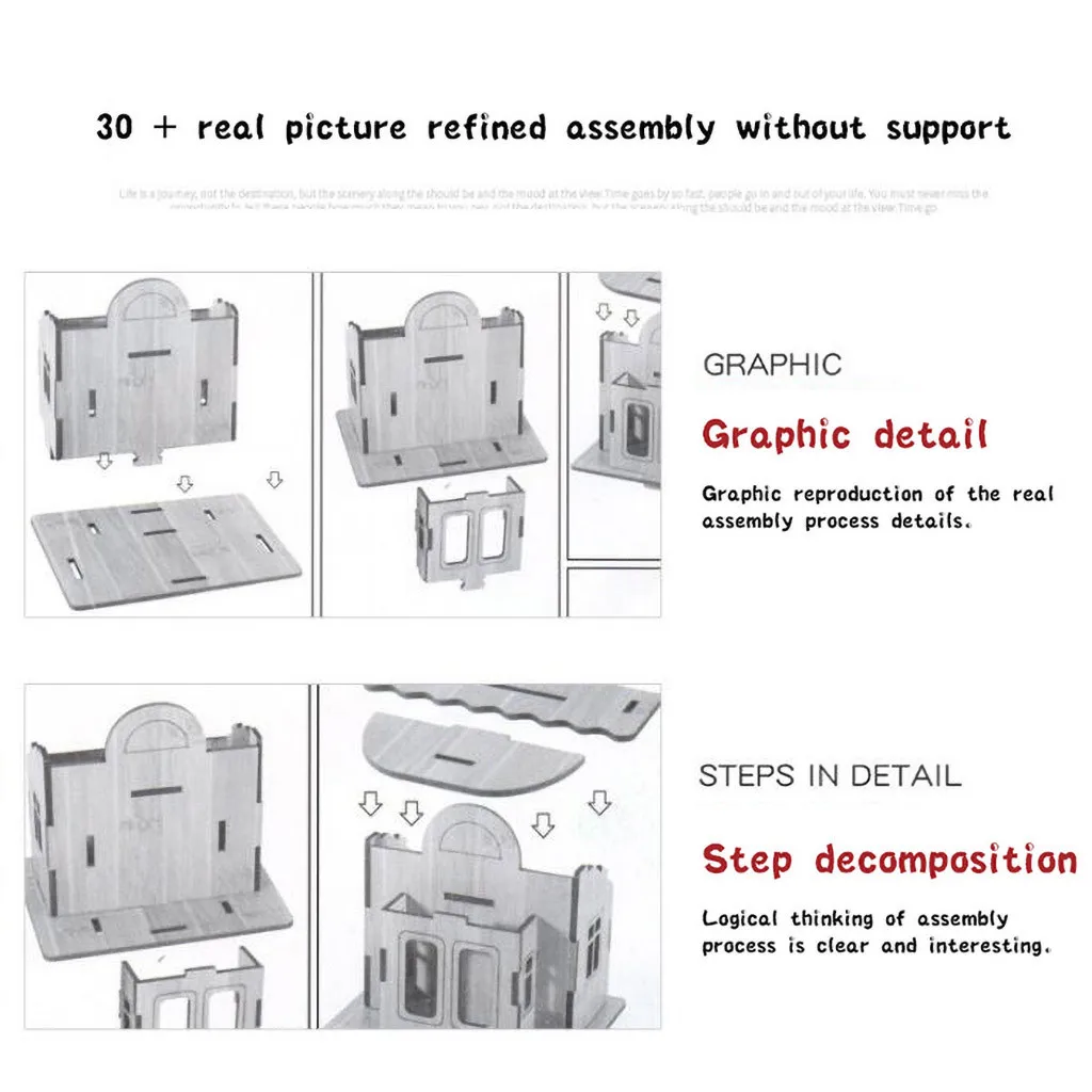 3D Wooden Puzzle Jigsaw Architecture DIY House Villa Kids Boy Girl Educational House Paper Puzzle for Children Birthday Present 6
