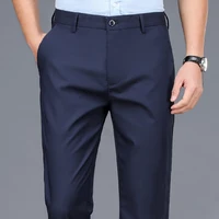 Male Pants Stretch Solid Black Smart Casual Men’s Trousers Office Quick Dry Suit Pants New Spring Autumn Korean Straight Pants