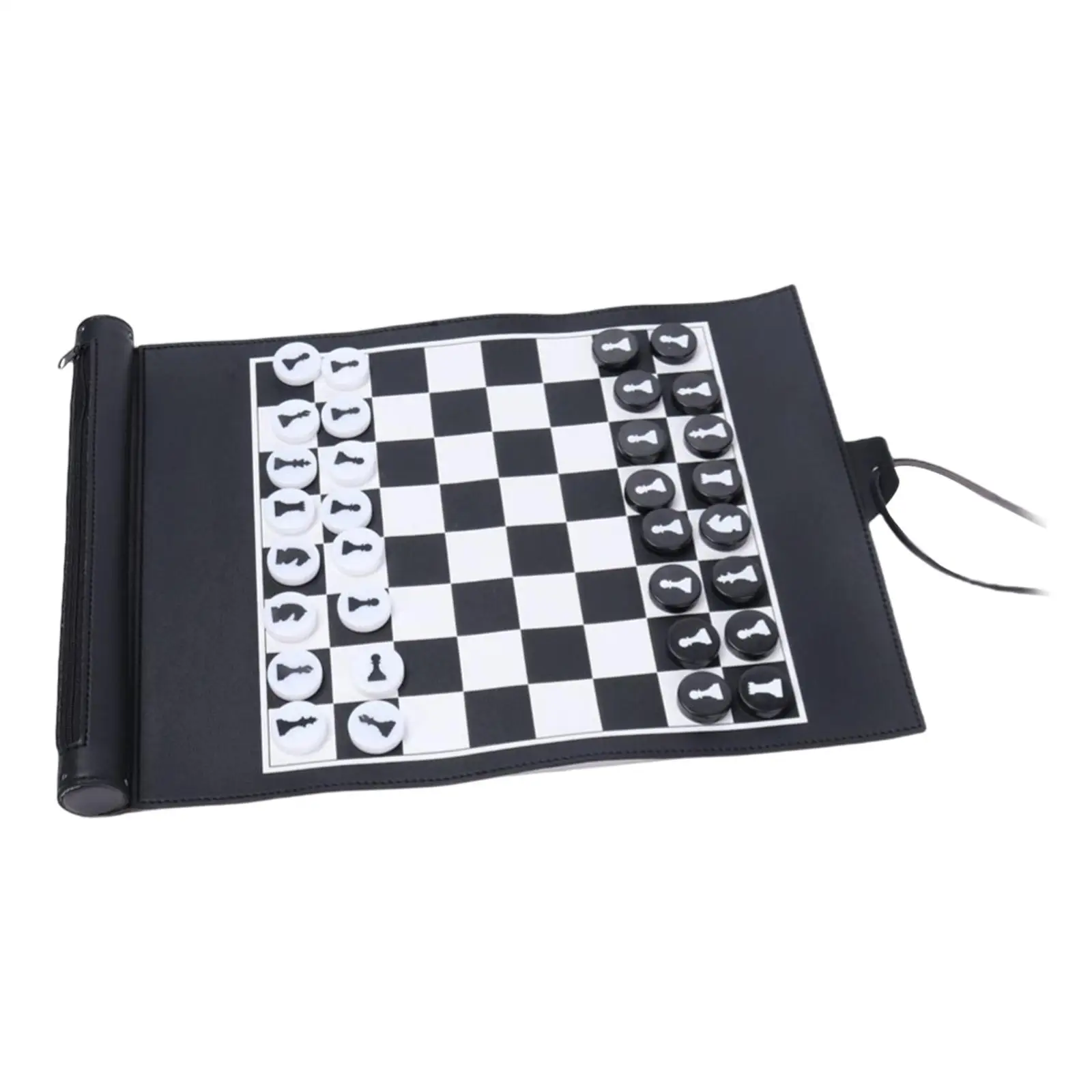 Folding PU Leather Classic Chess Set for Family Entertainment Beginner, Kids