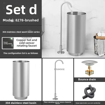 304 สแตนเลสสตีลรอบคอลัมน์อ่างล้างหน้าแบบบูรณาการชั้นยืนสวนกลางแจ้งอ่างล้างหน้า Luxury Bar โรงแรมห้องน้ําอ่างล้างจาน w 10