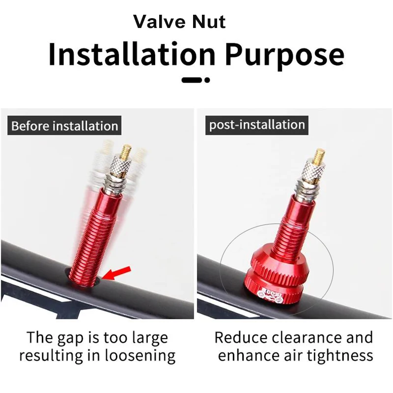 Bicycle Valve Nut Presta Valve Cap Cover Inner Vacuum Tire Nozzle Locking Screw Sealing Ring Dust Cap Protector