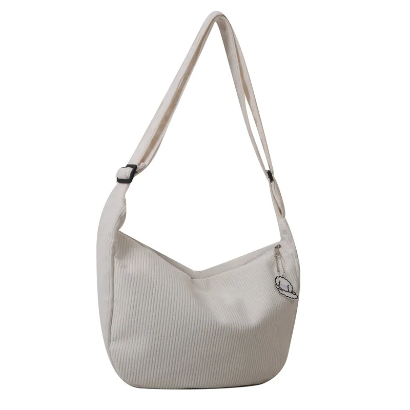 Corduroy cloth bag lazy style simple Japanese literary crossbody bag casual shoulder bag for women
