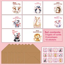 Deluxe Birthday Greeting Card Kit with Envelopes and Stickers - DIY Cartoon Design Gift Set (Card sticker set)