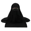 H225 Three Layers Chiffon Fabric Niqab Tie back Face Mask Cover Muslim Hijab Scarf Headscarf Turban Cap Bonnet 3