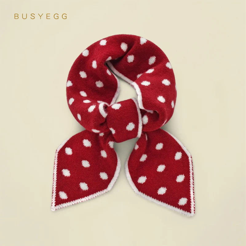 Sweet Cute Polkas Dot Children's Wool Small Scarf Thin Short Scarfs