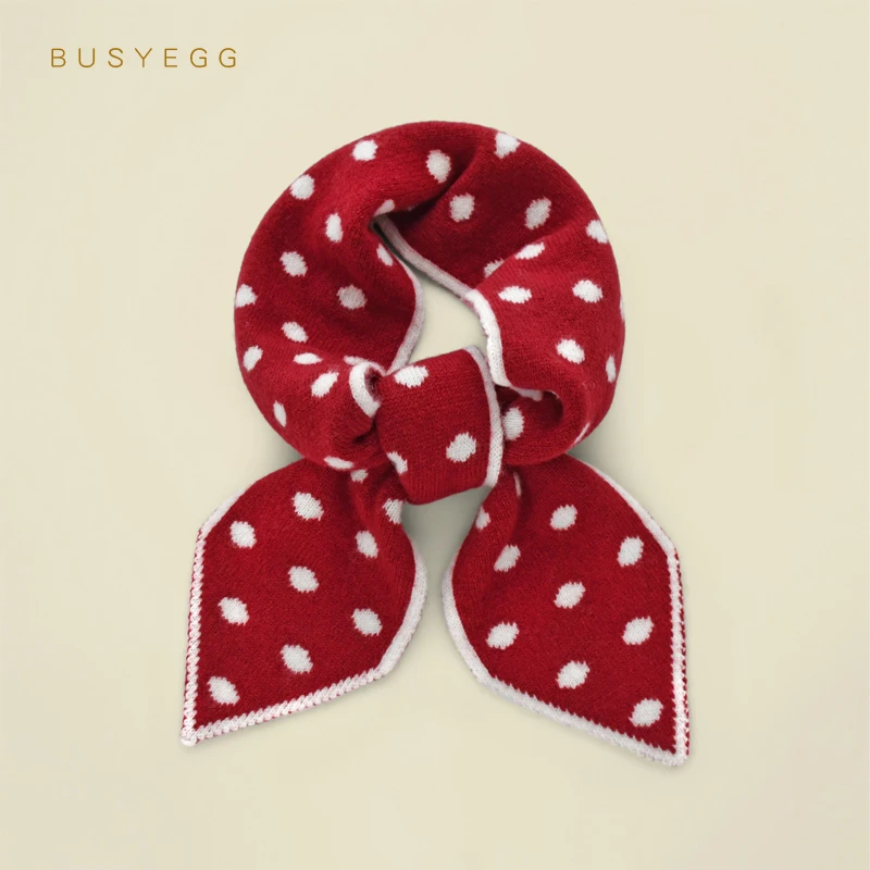 Sweet Cute Polkas Dot Children's Wool Small Scarf Thin Short Scarfs