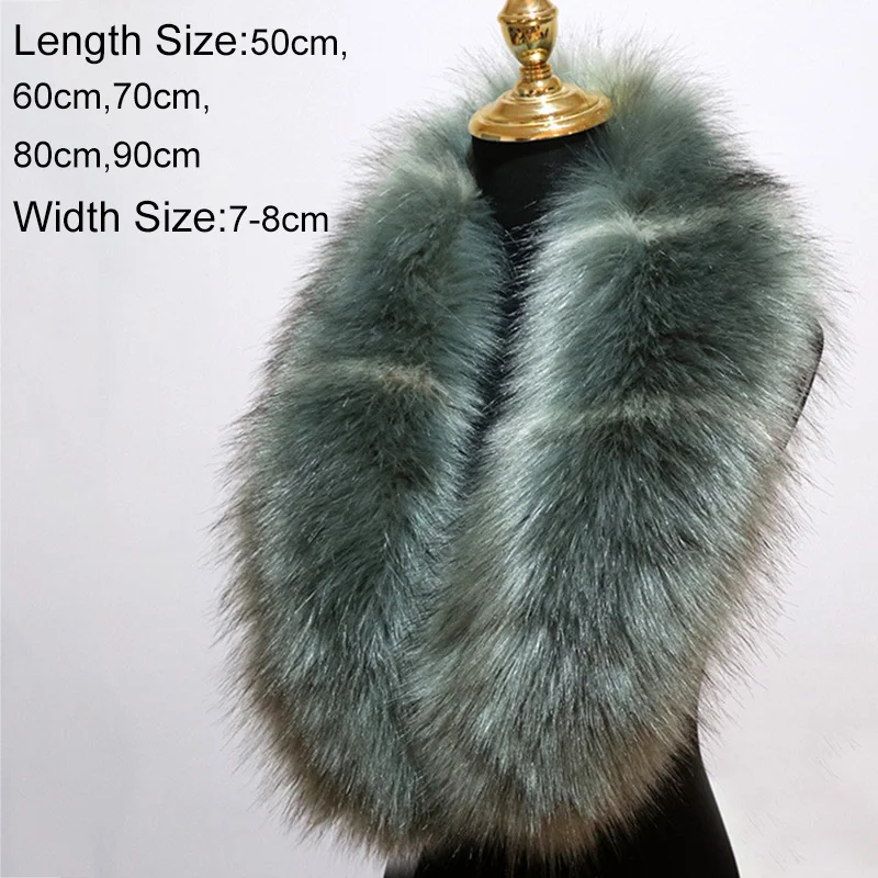 Large Faux Fur Collar Fashion Fluffy Trim Strip Winter Warm Plush Fake Collar Scarf For Parkas Down Coat DecorShawl Wrap Scarves 6
