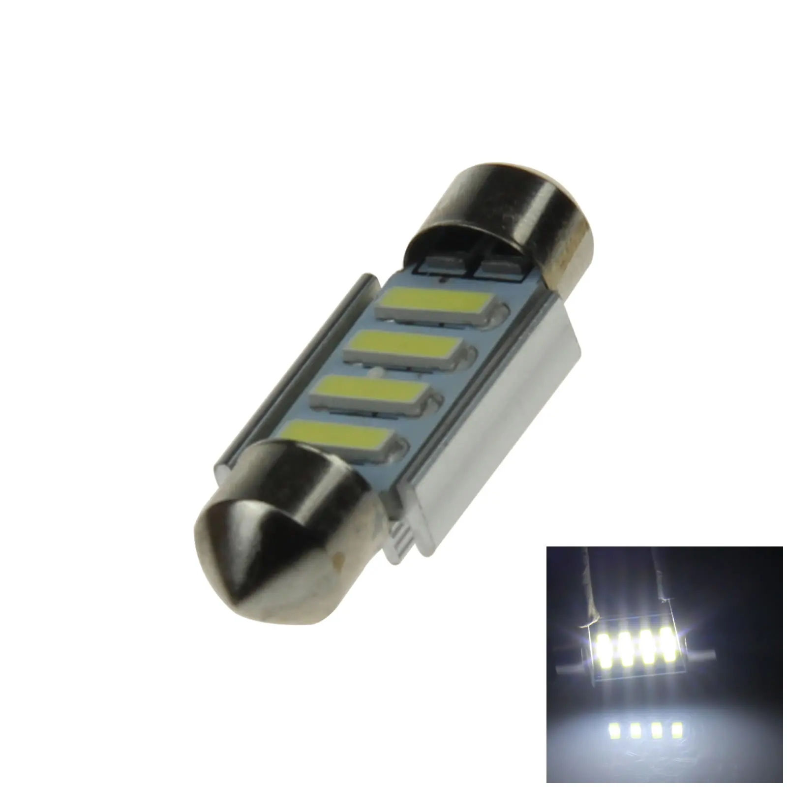 

1x White RV 36MM Festoon Blub Reading Lamp Canbus Error Free 4 Emitters 7020 SMD LED 37mm Z20313