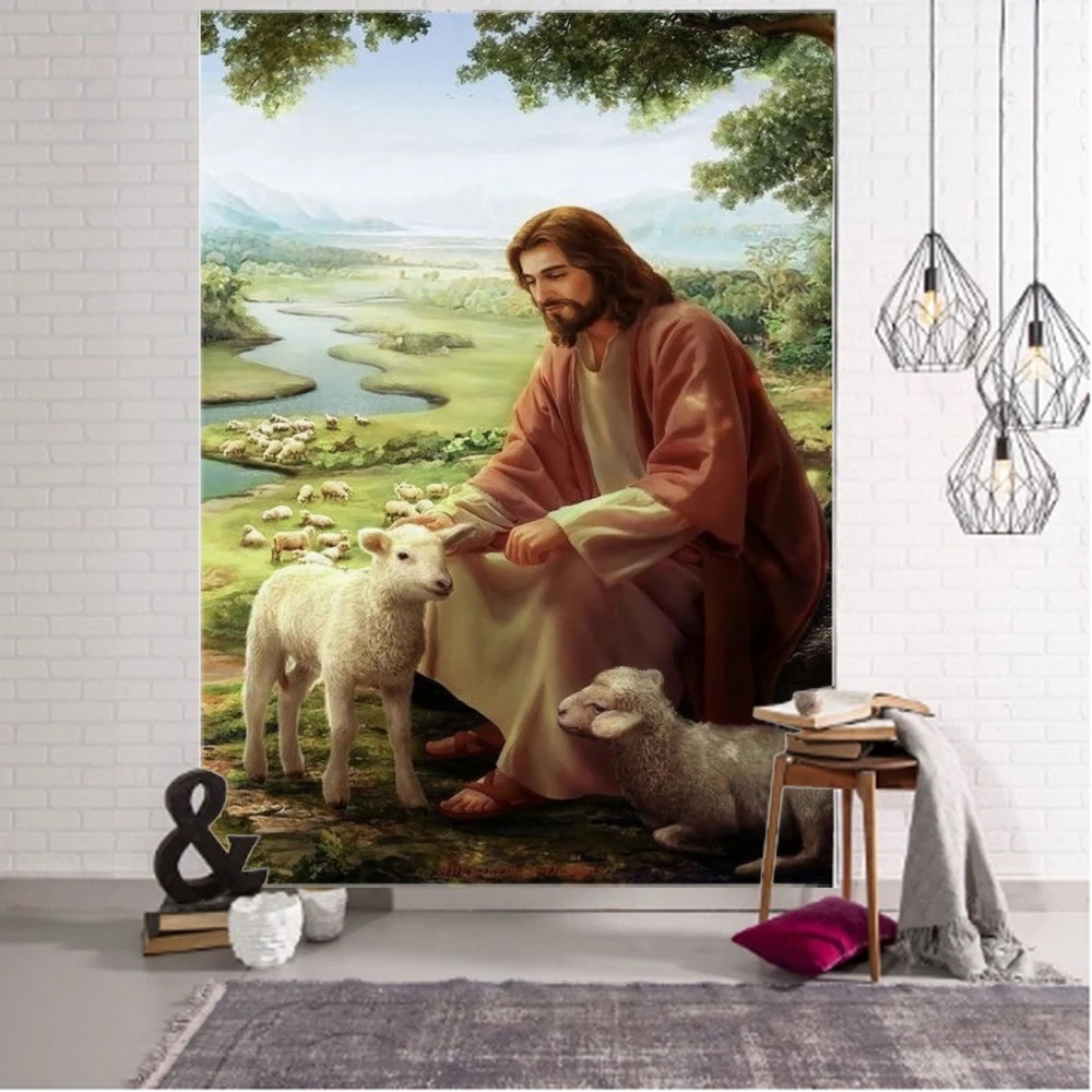 God Jesus Decorative Tapestry Mandala Boho Hippie Wall Tapestry for Home Bedroom Decorative