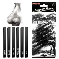 6pcs Carbon Strip Professional Black/White Carbon Sketch Hard/Medium/Soft Woodless Charcoal Pencil Set Drawing Painting Supplies 1