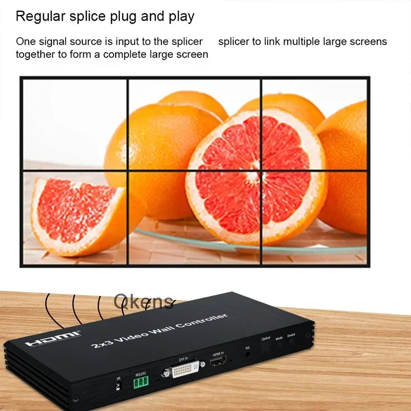 1080P 2X3 2x2 3x2 DVI HDMI 비디오 월 컨트롤러 프로세서 6개 스크린 TV 벽면 접합 박스 비디오 스플라이서 베젤 조절 180 ° 플립
