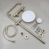 KEMAIDI Brushed Gold Thermostatic Shower System with Tub Spout  3-Functional Exposed Shower Faucet Mixer Fixtures Wall Mounted 5