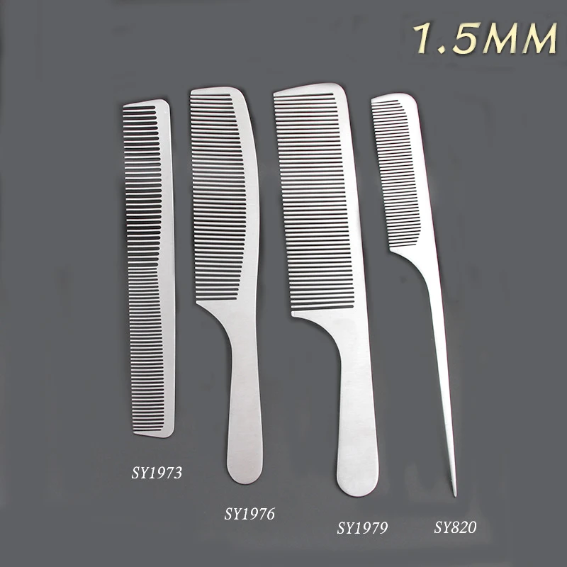

Hairdressing Salon Hair Cutting Comb Stainless Steel Silver Metal Barber Comb For Men And Women