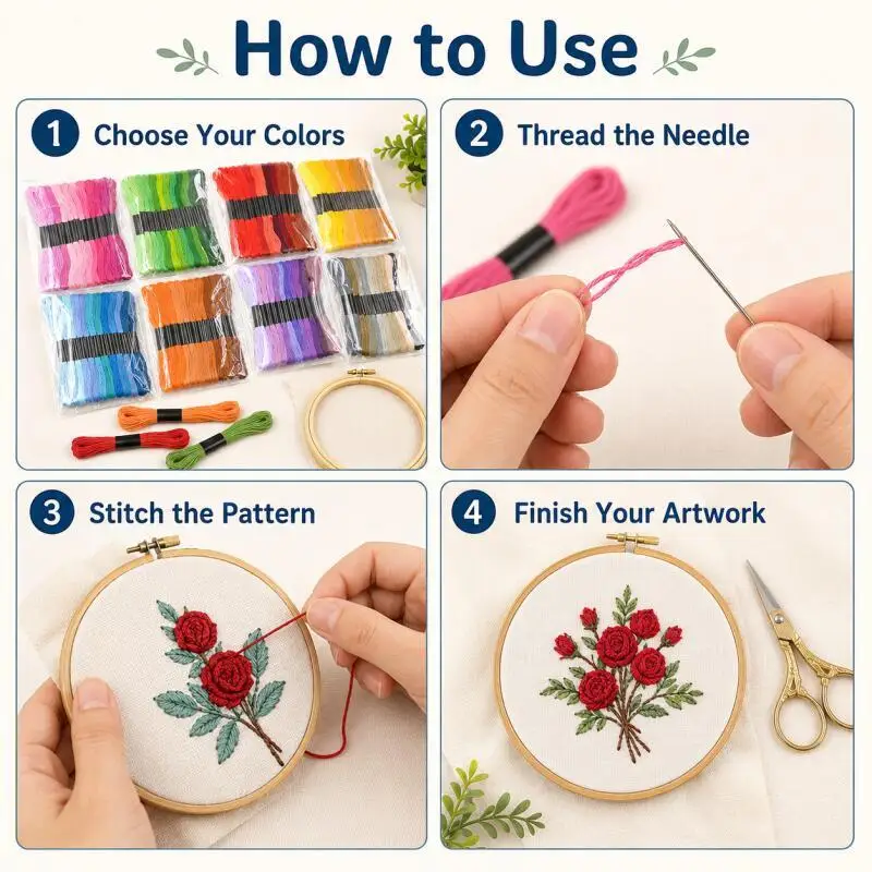 Vibrant Gradient Multicolor Embroidery & Sewing Thread Set