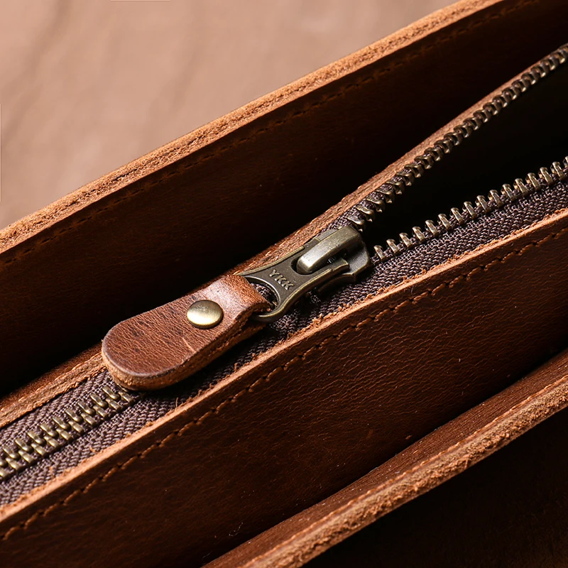 Genuine High Grade Retro Leather Briefcase Classic Men's Handbag Luxury Messenger Bag Office Computer Bags For 15 Inch Laptop 6