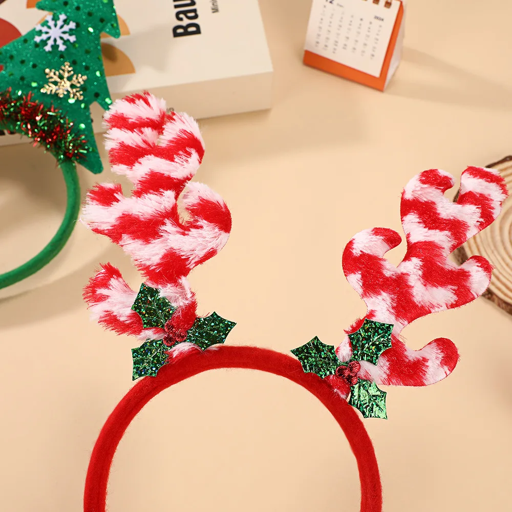 Christmas Deer Antler Headband with Tree Design, Holiday Party Hair Accessories for Women Girls, Cute Festival Headwear