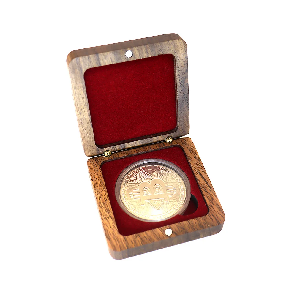 Commemorative Coin Box Medal Medal Gift Packaging Wooden Box Clamshell Storage Gift Medal Coins Antique Wooden Box 6