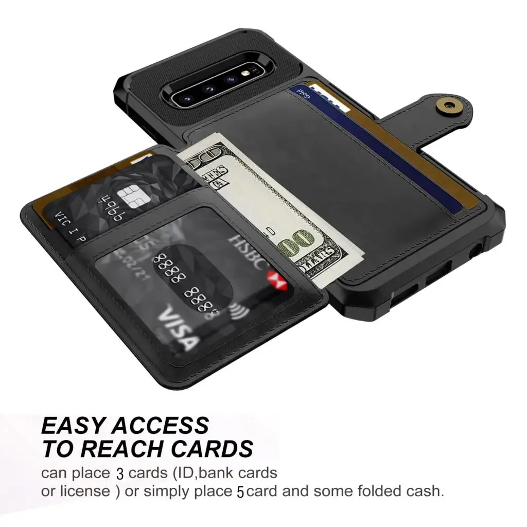 Premium PU Leather Flip Wallet Case with Photo Holder & Card Slots
