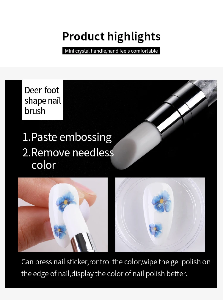 Description Picture 5 of itemDual-ended Nail Art Silicone Brush Sculpture Pen 3D Carving DIY Glitter Powder Press Foil Application Brush Manicure Tools