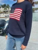 Women American Retro Sweater Long Sleeve Crew Neck Loose Fit Knit Pullover Tops Y2k Casual Loose Pullover Sweater 5