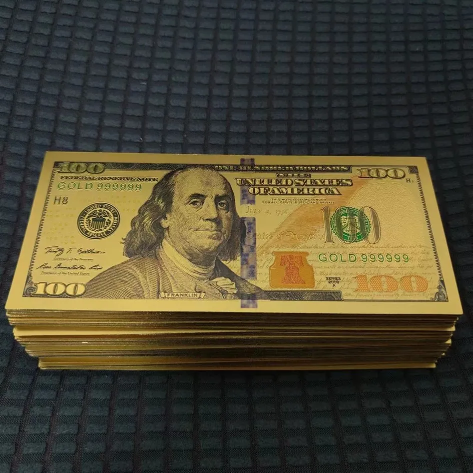 新しい 100 個 USD 100 ドル紙幣 24 k ゴールド箔 Bnaknote ドル