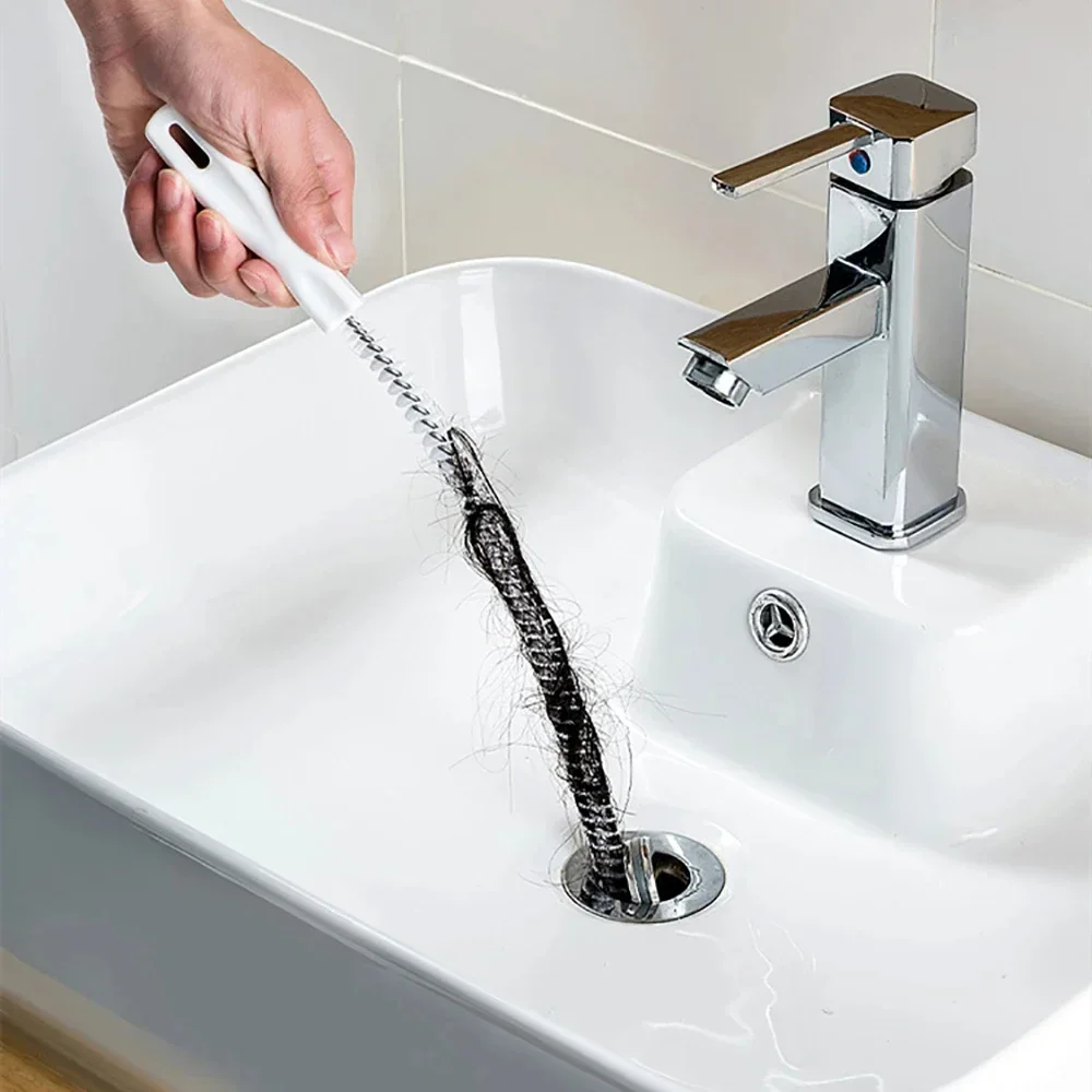 45cm pipe plunger drain hair cleaner sink cleaning brush pipe unclogging tool