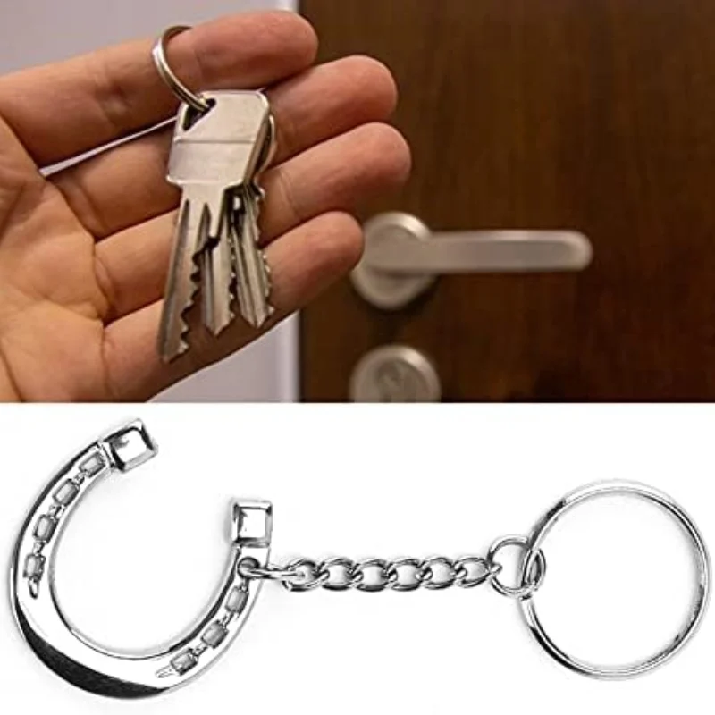 Horseshoe Keychain Zinc Alloy Highly-Polished Keychain Favor Gifts Durable Horse Snaffle Bits Key Ring for Home 5
