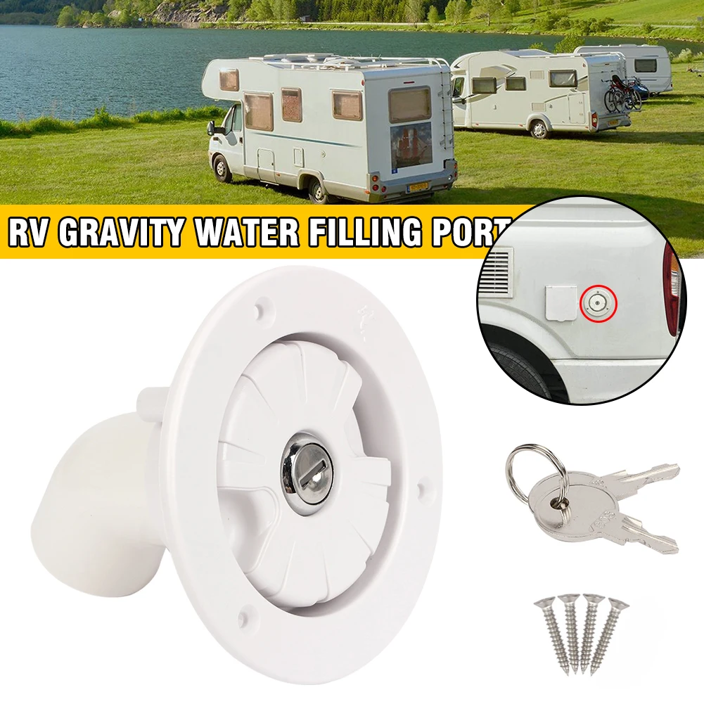 RV Accessories Gravity Fresh Water Fill Hatch Lockable Inlet Filter ...