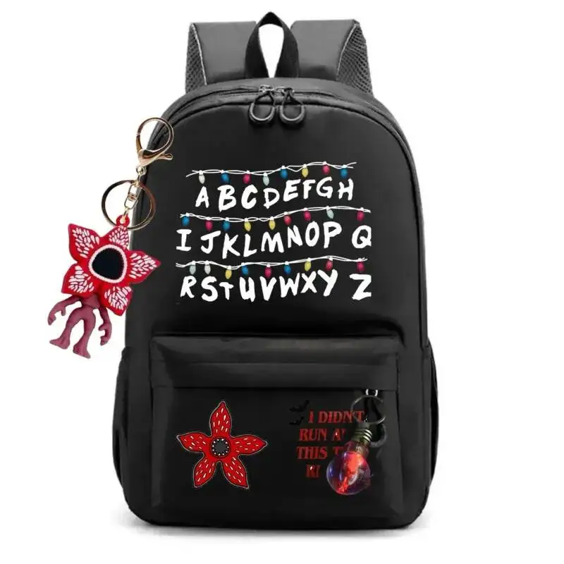 New 24 Alphabet Printed Backpack Cute TV Carnivorous Plant With Pendant Schoolbag Big Space For Boy And Girl Back To School Gift 2