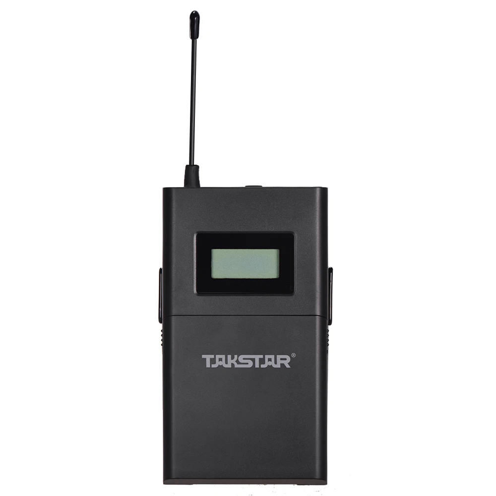 WPM-200R UHF 무선 오디오 시스템 수신기 LCD 디스플레이 6개 선택 가능한 채널 50m 전송 거리 헤드폰 포함