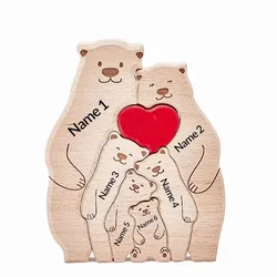 Customized Wooden Bear Puzzle - Personalized Family Gift & Home Décor - Send name via chat (6 bears)