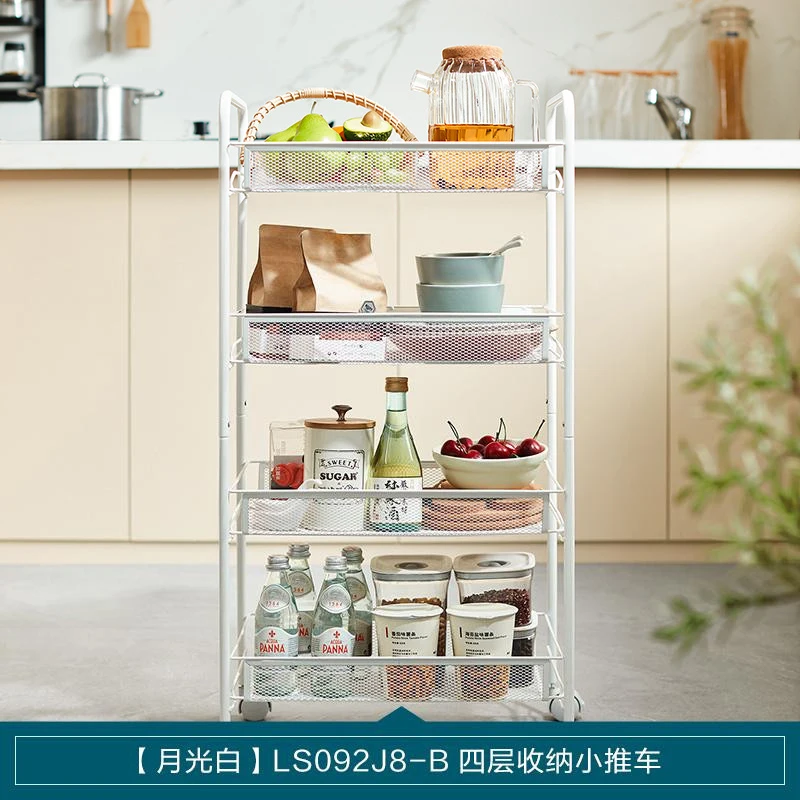 

The product can be customized. Nordic style shelf storage shelving bedroom bedside shelf floor standing living room with wheels