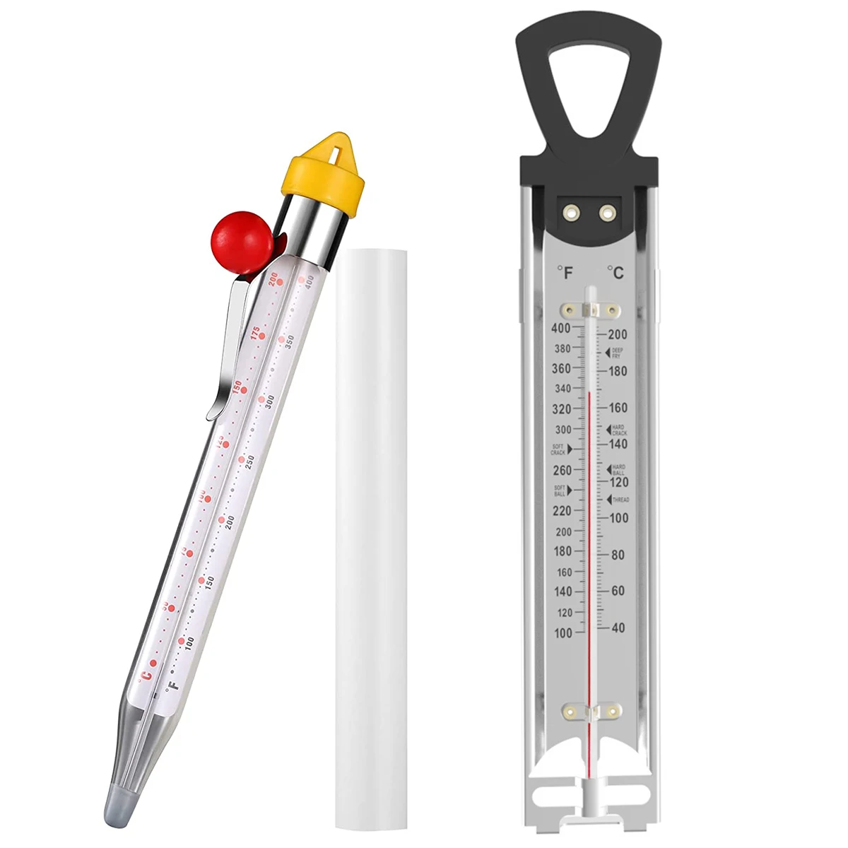 2Pcs Candy Thermometer with Pot Clip Glass Stainless Steel Candy 2pcs candy thermometer with pot clip glass stainless steel candy