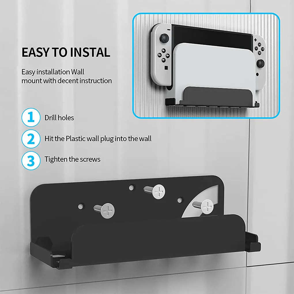 LINGYOU Wall Mount for Nintendo Switch & Switch OLED with 6 Slots and 2  Hook, Safely Store Your Switch Console Near or Behind TV