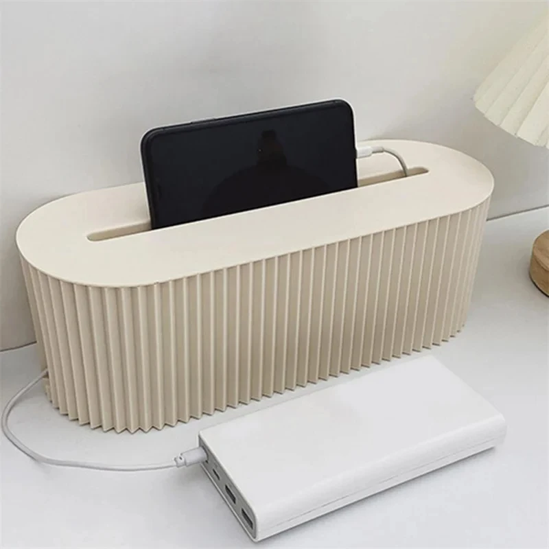 Cable Storage Box Lid For Office High Capacity Cord Organizer Space Saving Desktop Socket Cable Management Box 1pc