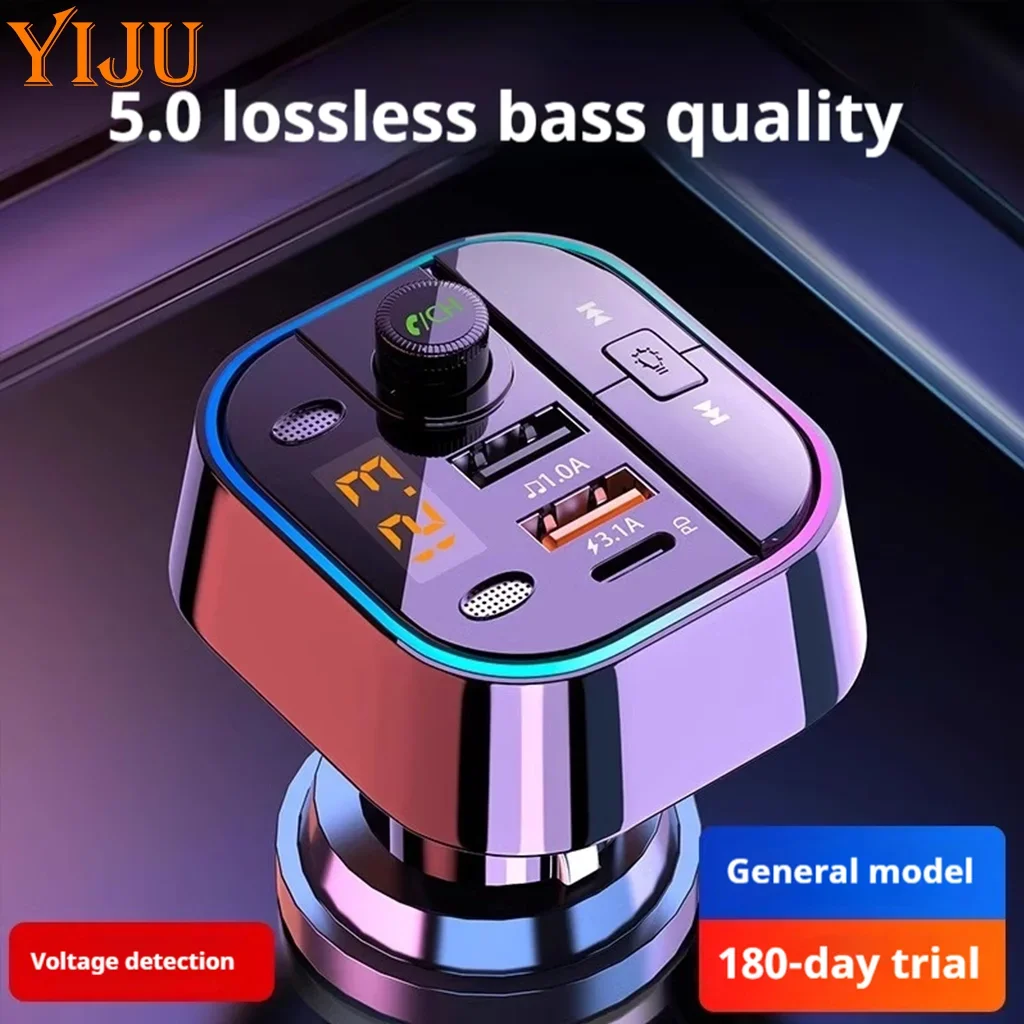YIJU Car MP3 Player Fm Transmitter Wireless Bluetooth 5.0 Noise Reduction Audio Receiver Car Kit Handfree Dual Usb