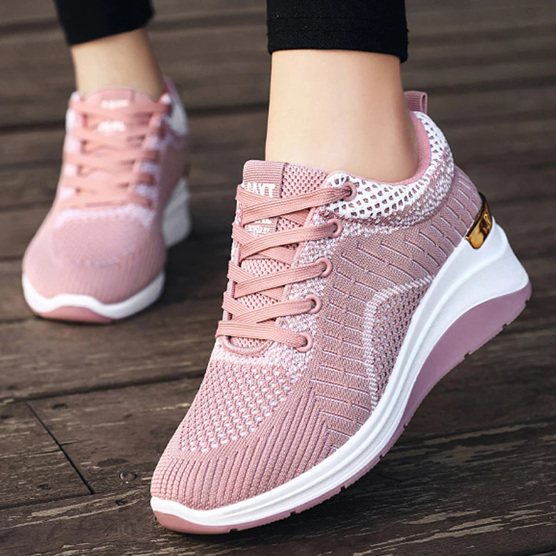 Autumn Thick Sole Sneakers Fashion Flat Sneakers Women Heightening Breathable Vulcanized Shoes Running Shoes Zapatillas Female