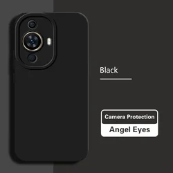Candy Color Matte Angel Eye Soft Liquid Silicone Phone Case for Huawei Nova 11 Ultra (Classic Black)