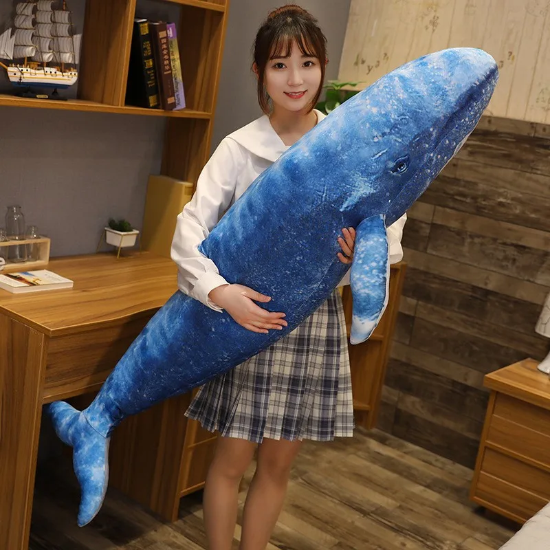 Lovely Blue Whale Plush Toys Cute Sea Animal Big Shark Doll Soft Full Stuffed Toy Fish Pillow Children Girls Birthday Gift doormat cartoon ocean animal bathroom mat dolphin whale fish children bedroom anti slip rug kitchen entrance corridor carpets