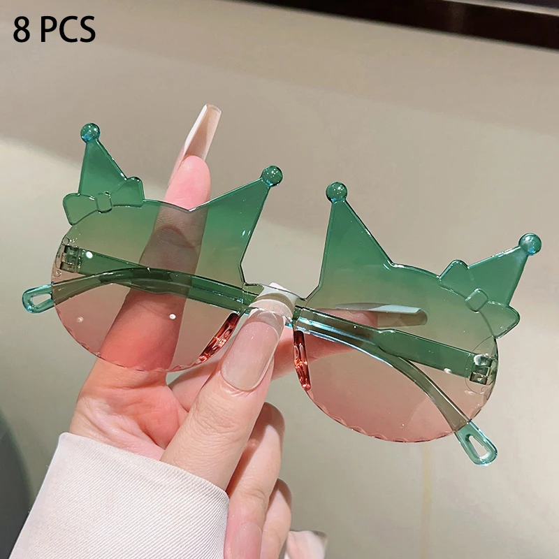 1/8 Stück randlose, kätzchenförmige Sonnenbrille für Mädchen, 2022, neue Farbverlaufs-Sonnenbrille mit mehrfarbigem Dekor, niedliche Bonbonfarben-Kindertöne – Detail 9