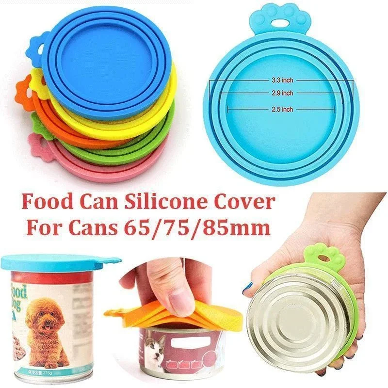 Reusable 3 In 1 Pet Food Can Silicone Cover Dogs Cats Storage Tin Cap Lid Seal Cover Pet Supplies Suitable For 8.5cm/7.5cm/6.5cm Reusable 3 In 1 Pet Food Can Silicone Cover Dogs Cats Storage Tin Cap Lid Seal Cover Pet Supplies Suitable For 8.5cm/7.5cm/6.5cm