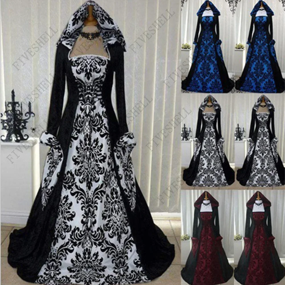 Halloween Costume Wicca Witch Medieval Dress Women Adult Plus Size Scary Cosplay Gothic Wizard Halloween Costumes Women