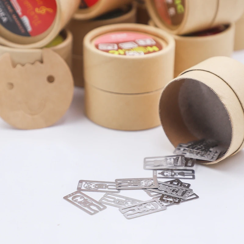 20pcs/box Mini Metal Bookmark Clips Cute Cartoon Animal Plated Sliver Bookmarks Stationery Gift book line marker Random Style
